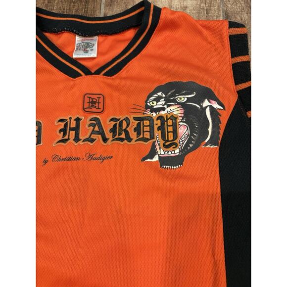 Ed Hardy by Christian Audigier Kids size 6 7  Sleeveless Top Orange Black Tiger - Picture 3 of 11